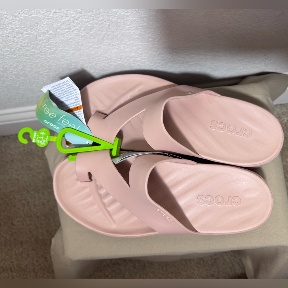 CROCS Women's Getaway Platform Toe Loop Slide Sandals Size 9 Nude/beige pinkish - Picture 6 of 10